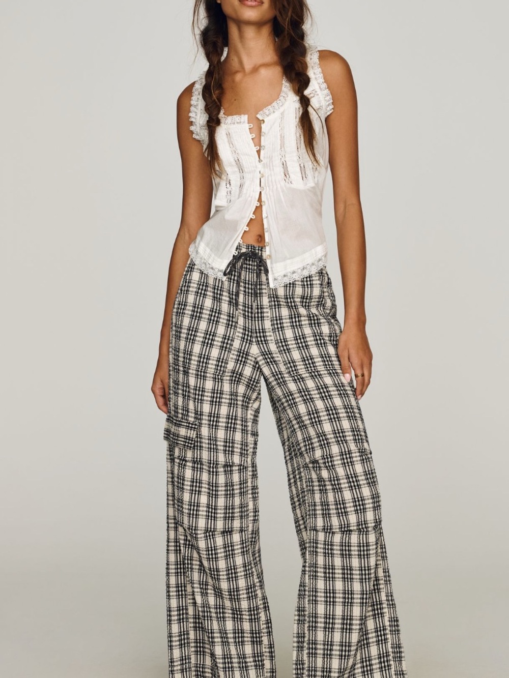 Anthropologie X pilcro Wide Leg Plaid Cargo Pants